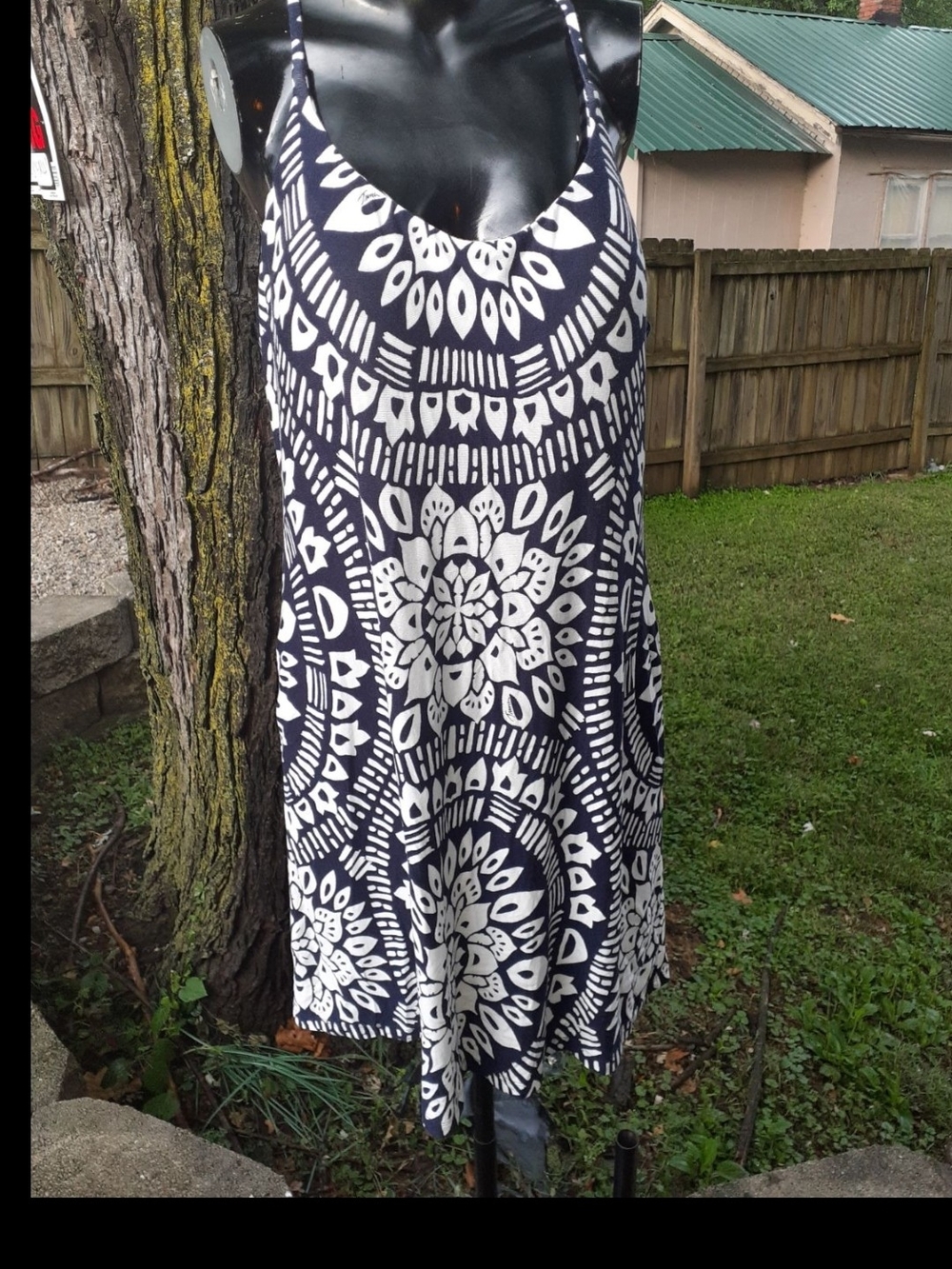 Trina Turk Navy and White Graphic Print SWIM Dress